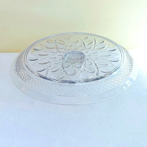 Vintage 1930s Imperial Glass Cape Cod Footed Cake Stand Plate Chip & Dip Platter - Picture 4 of 8